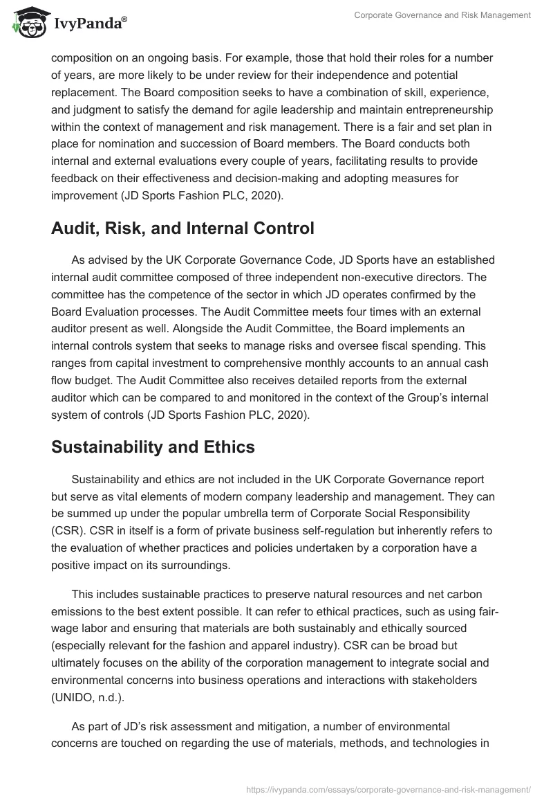 Corporate Governance and Risk Management. Page 3