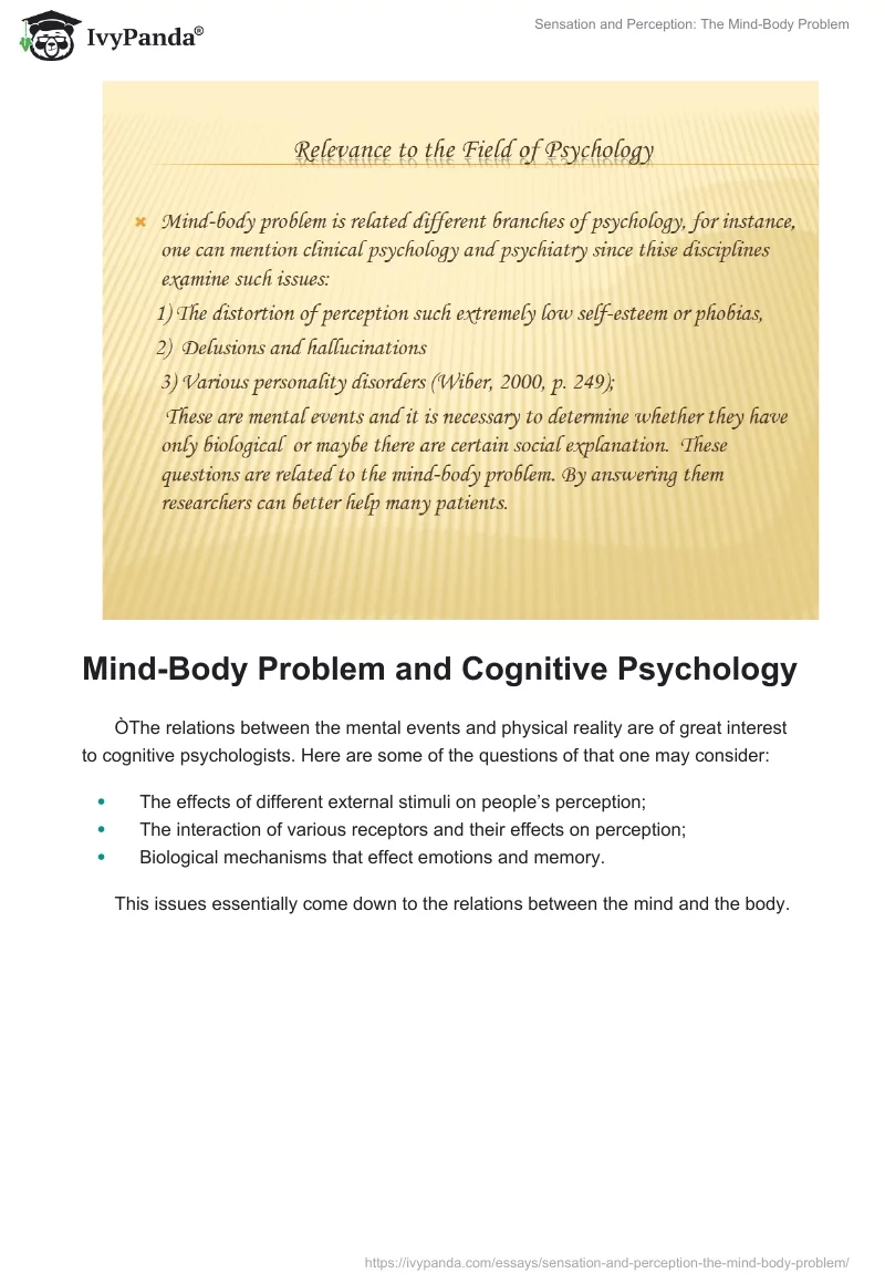 Sensation and Perception: The Mind-Body Problem. Page 5