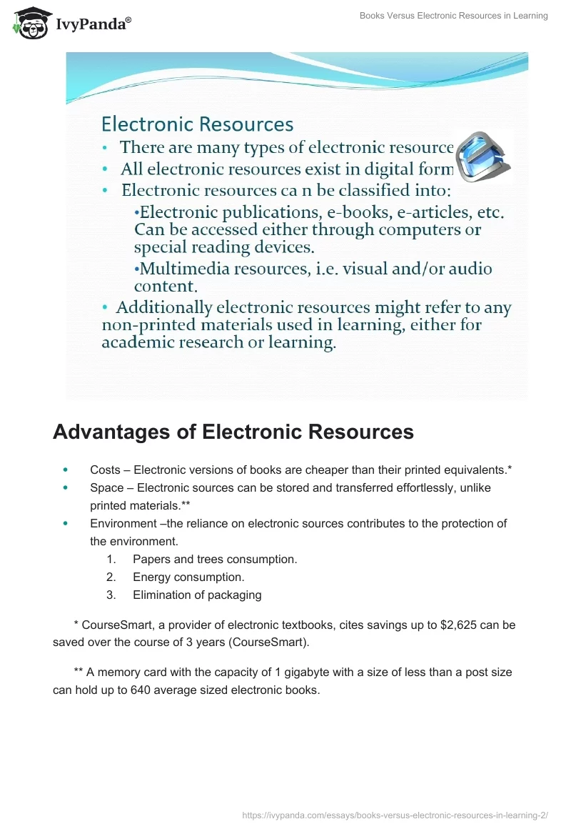 Books vs Electronic Resources in Learning. Page 3