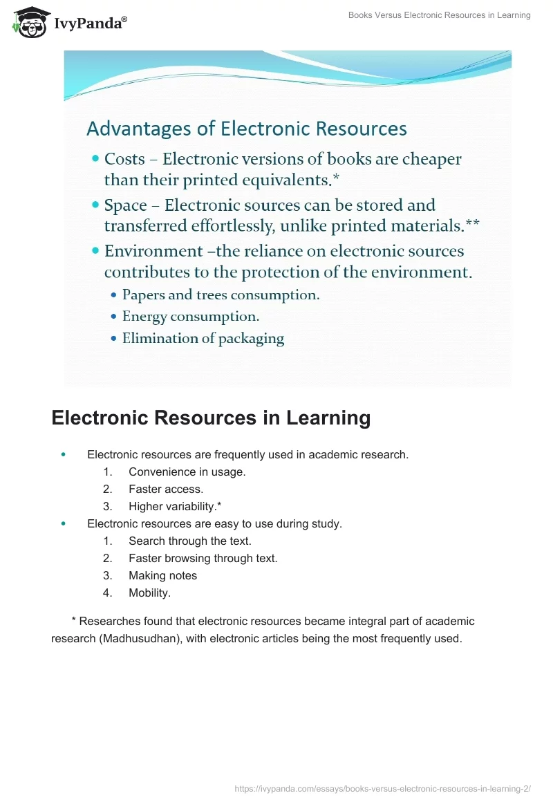 Books vs Electronic Resources in Learning. Page 4