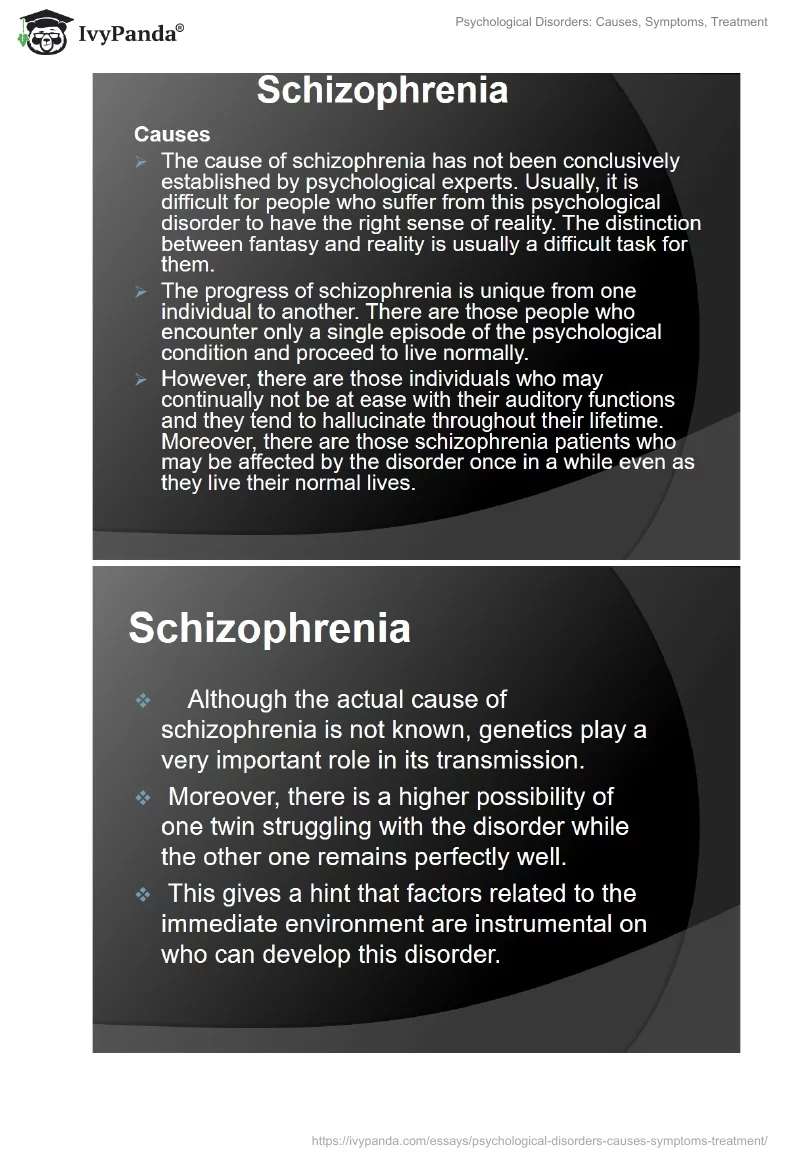 Psychological Disorders: Causes, Symptoms, Treatment. Page 3