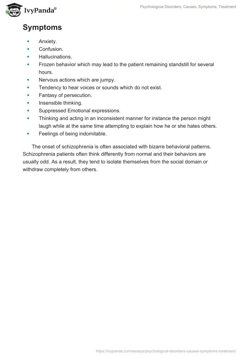 Psychological Disorders: Causes, Symptoms, Treatment. Page 4