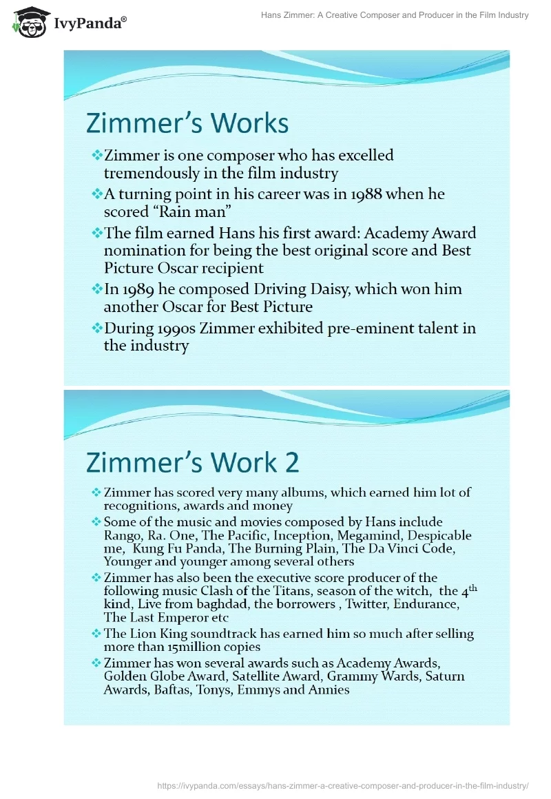 Hans Zimmer: A Creative Composer and Producer in the Film Industry. Page 4