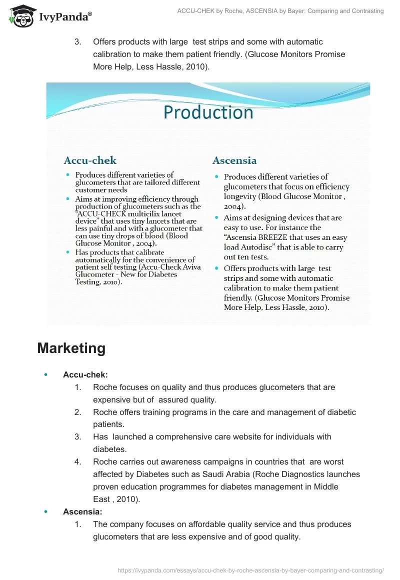 ACCU-CHEK by Roche, ASCENSIA by Bayer: Comparing and Contrasting. Page 3