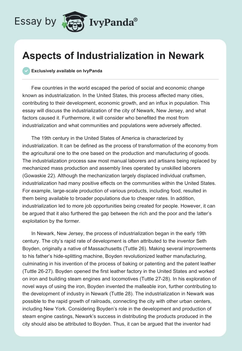 Aspects of Industrialization in Newark. Page 1