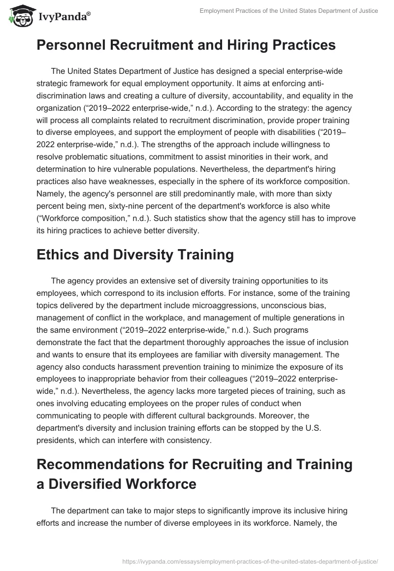 Employment Practices of the United States Department of Justice. Page 2