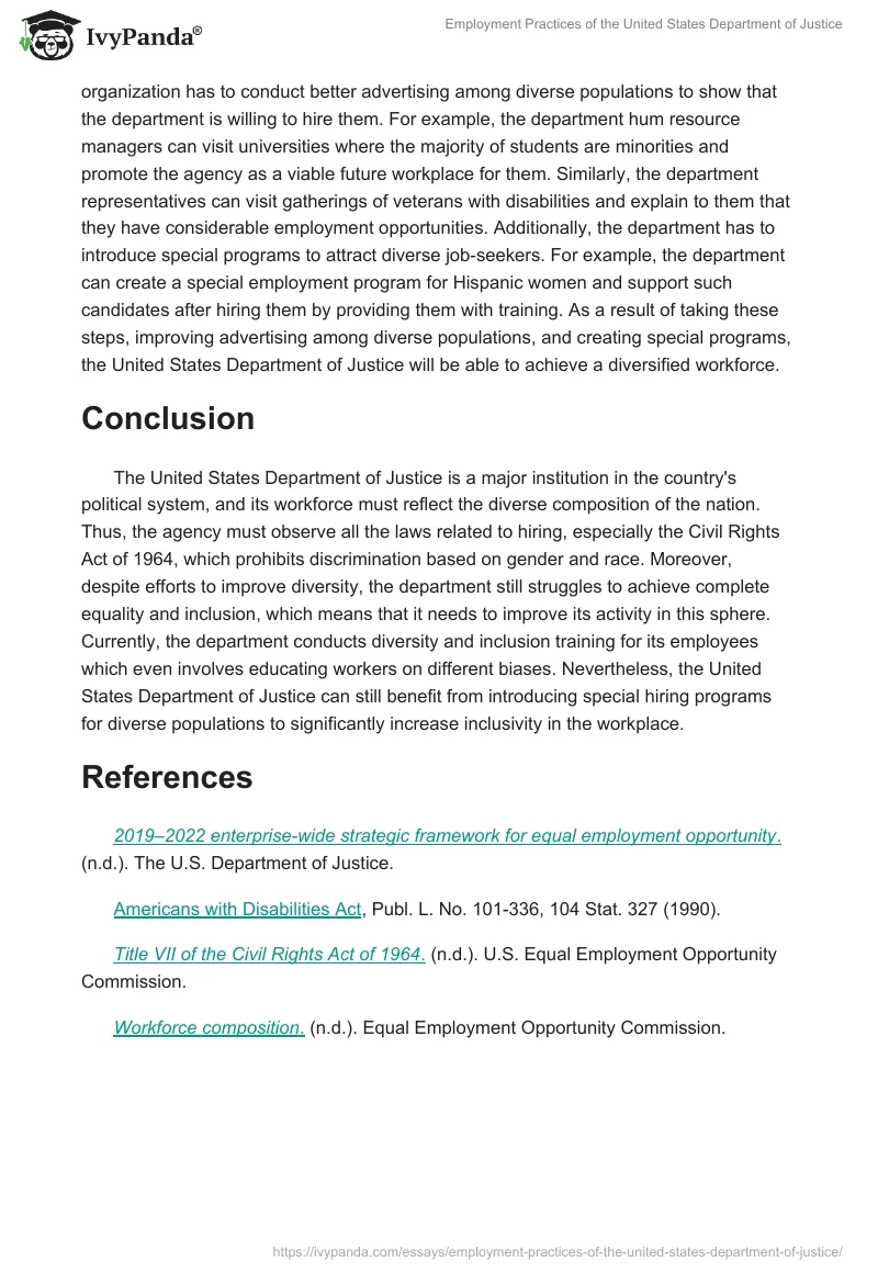 Employment Practices of the United States Department of Justice. Page 3