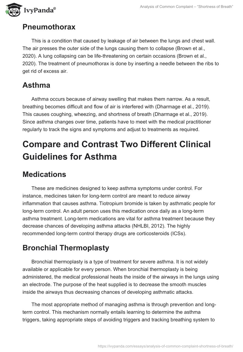 Analysis of Common Complaint – “Shortness of Breath”. Page 2