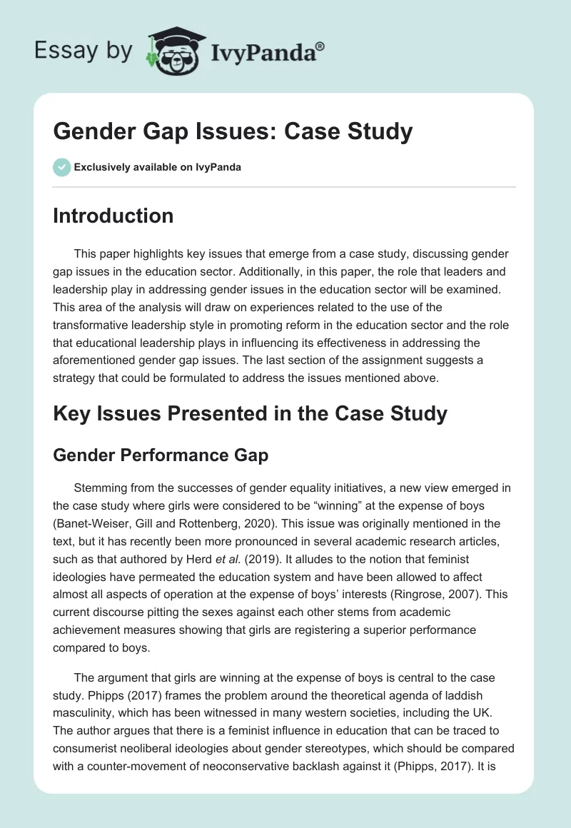 Gender Gap Issues: Case Study. Page 1