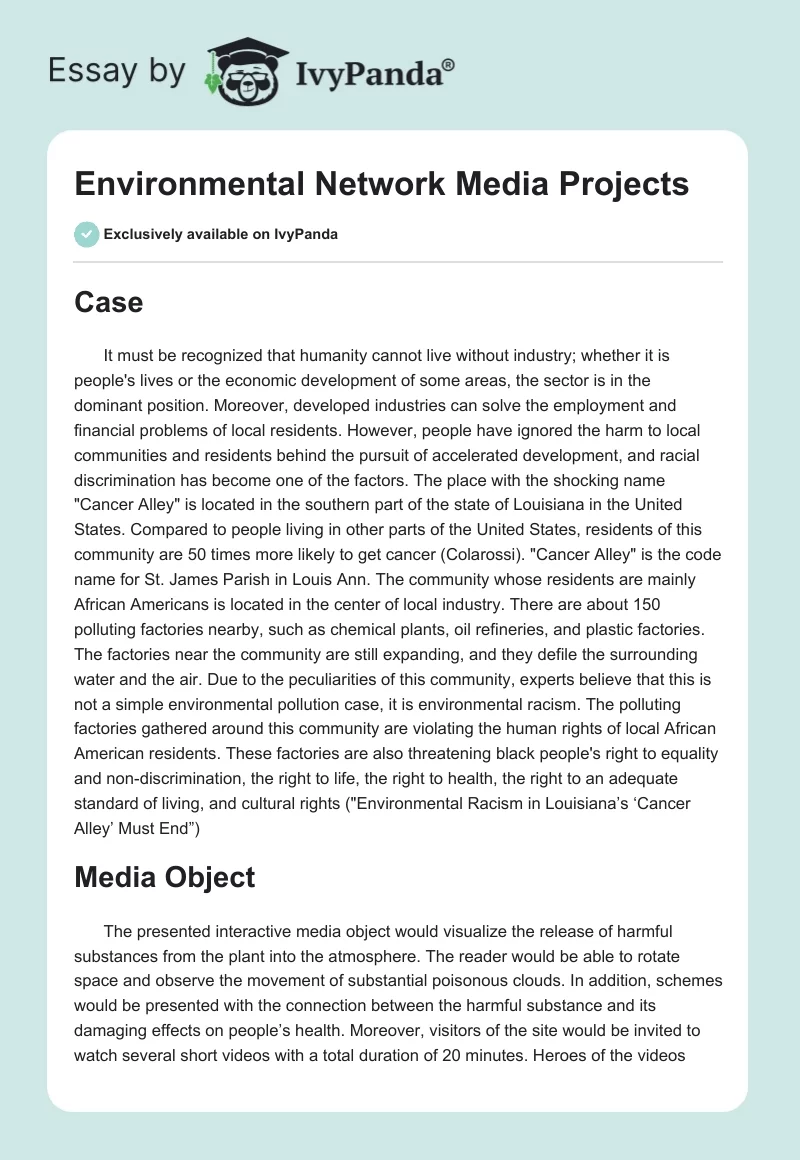 Environmental Network Media Projects. Page 1