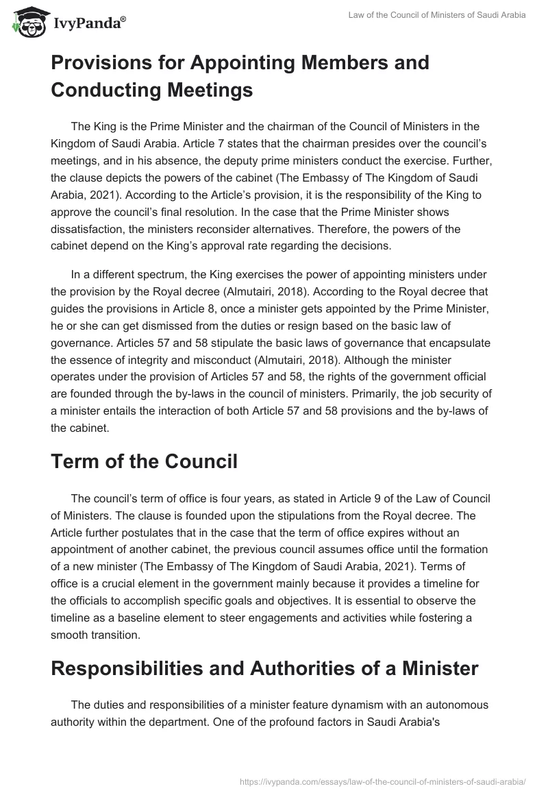 Law of the Council of Ministers of Saudi Arabia. Page 4