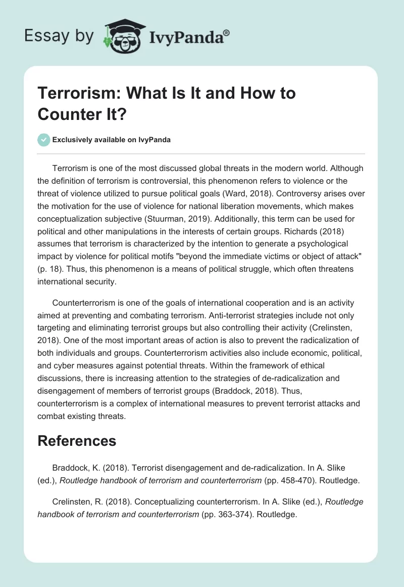 Terrorism: What Is It and How to Counter It?. Page 1