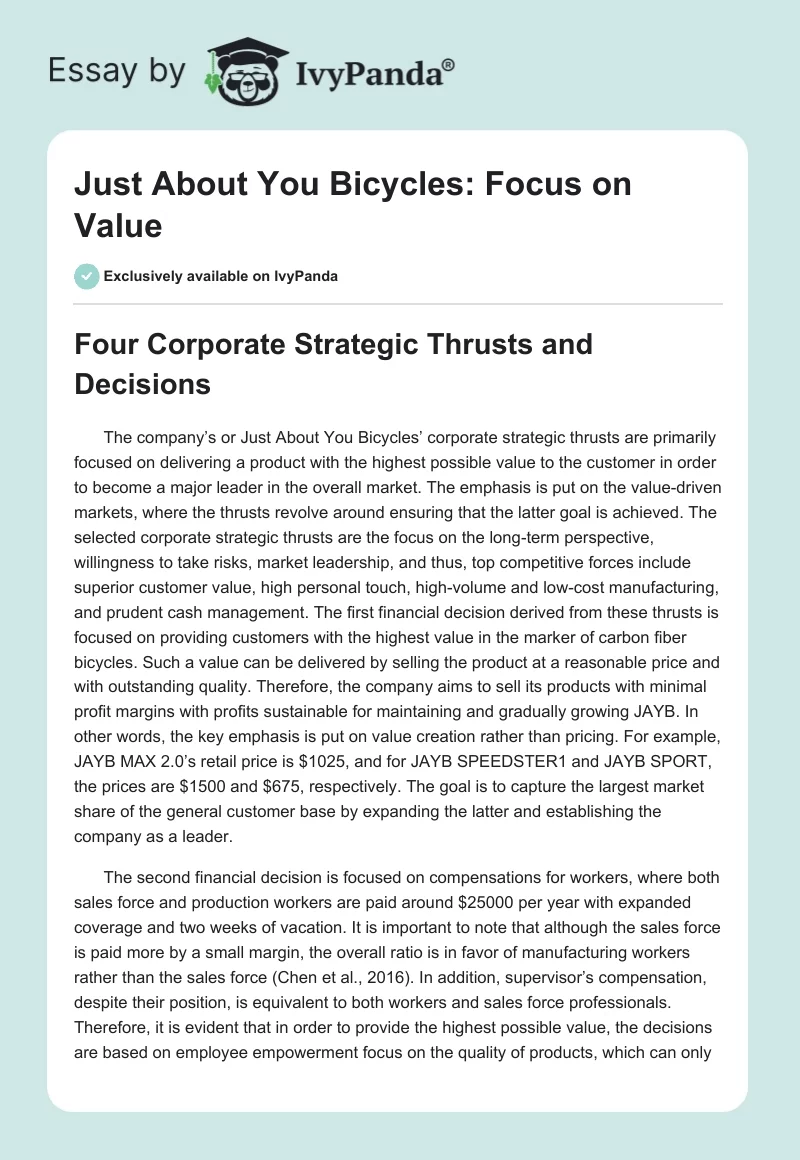 Just About You Bicycles: Focus on Value. Page 1