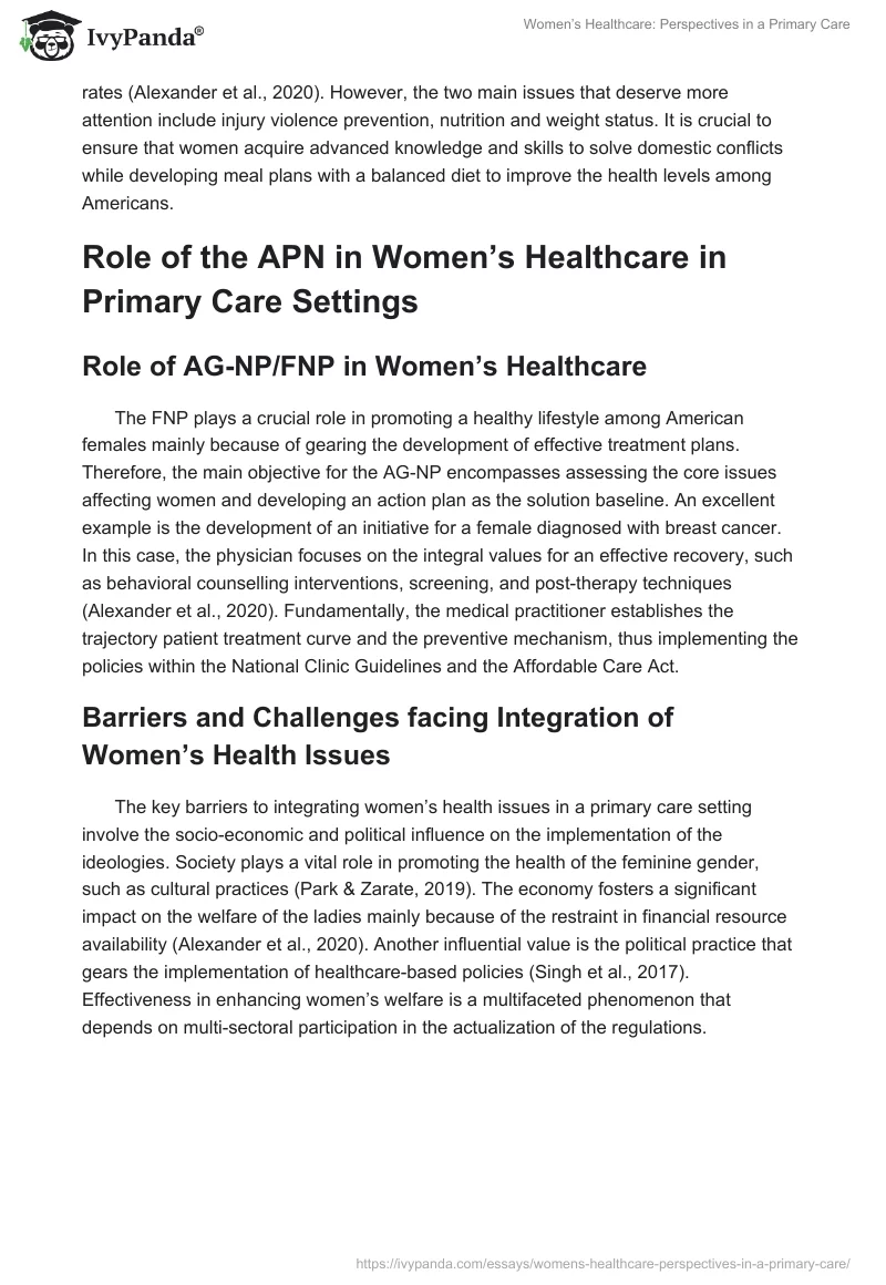 Women’s Healthcare: Perspectives in a Primary Care. Page 4