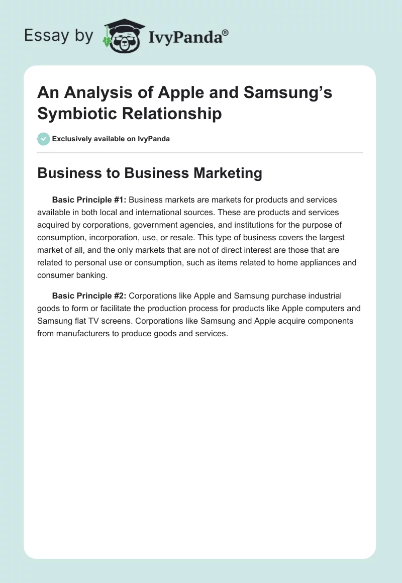 An Analysis of Apple and Samsung’s Symbiotic Relationship. Page 1