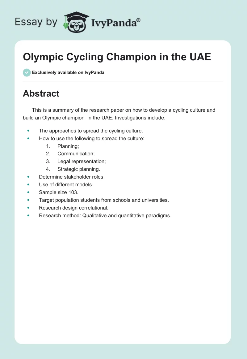 Olympic Cycling Champion in the UAE. Page 1