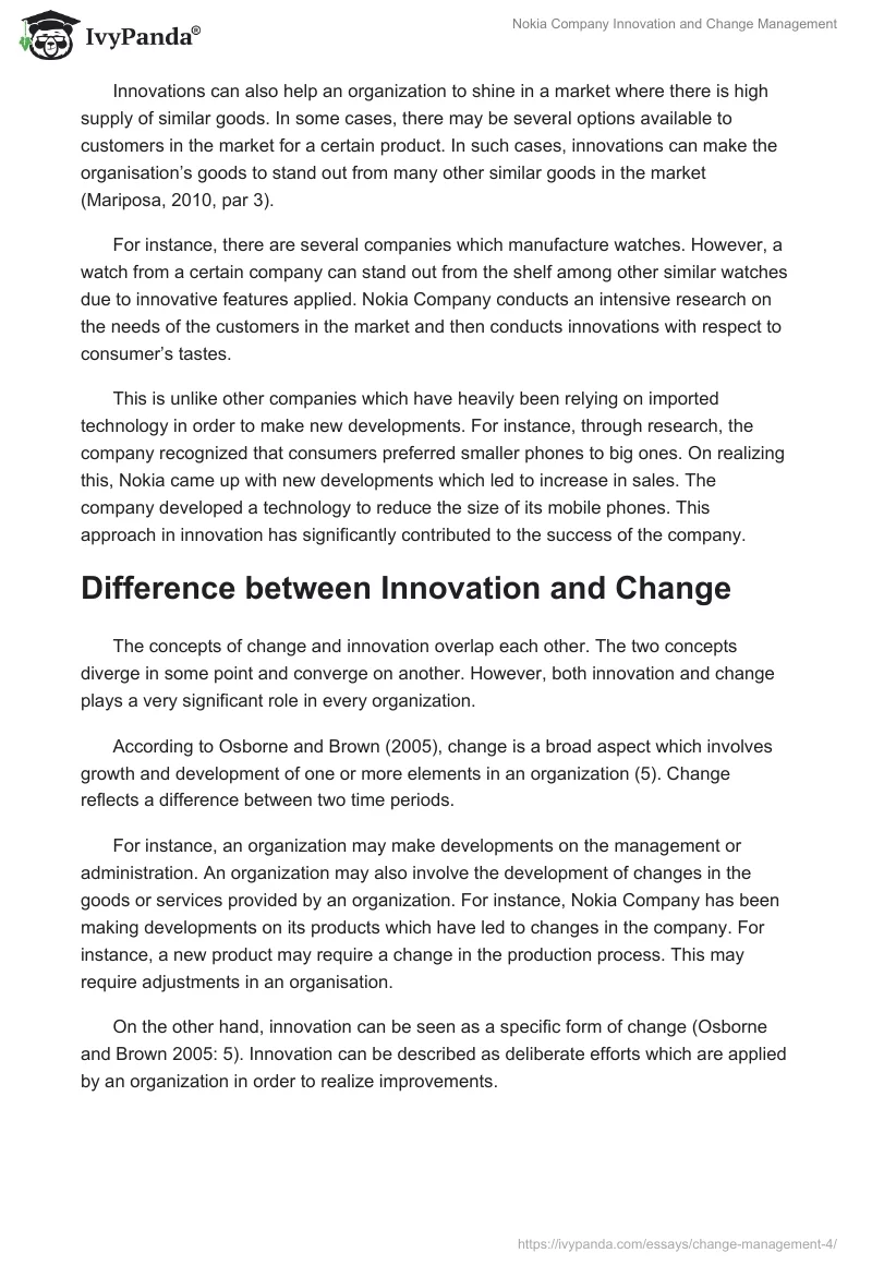 Nokia Company Innovation and Change Management. Page 3