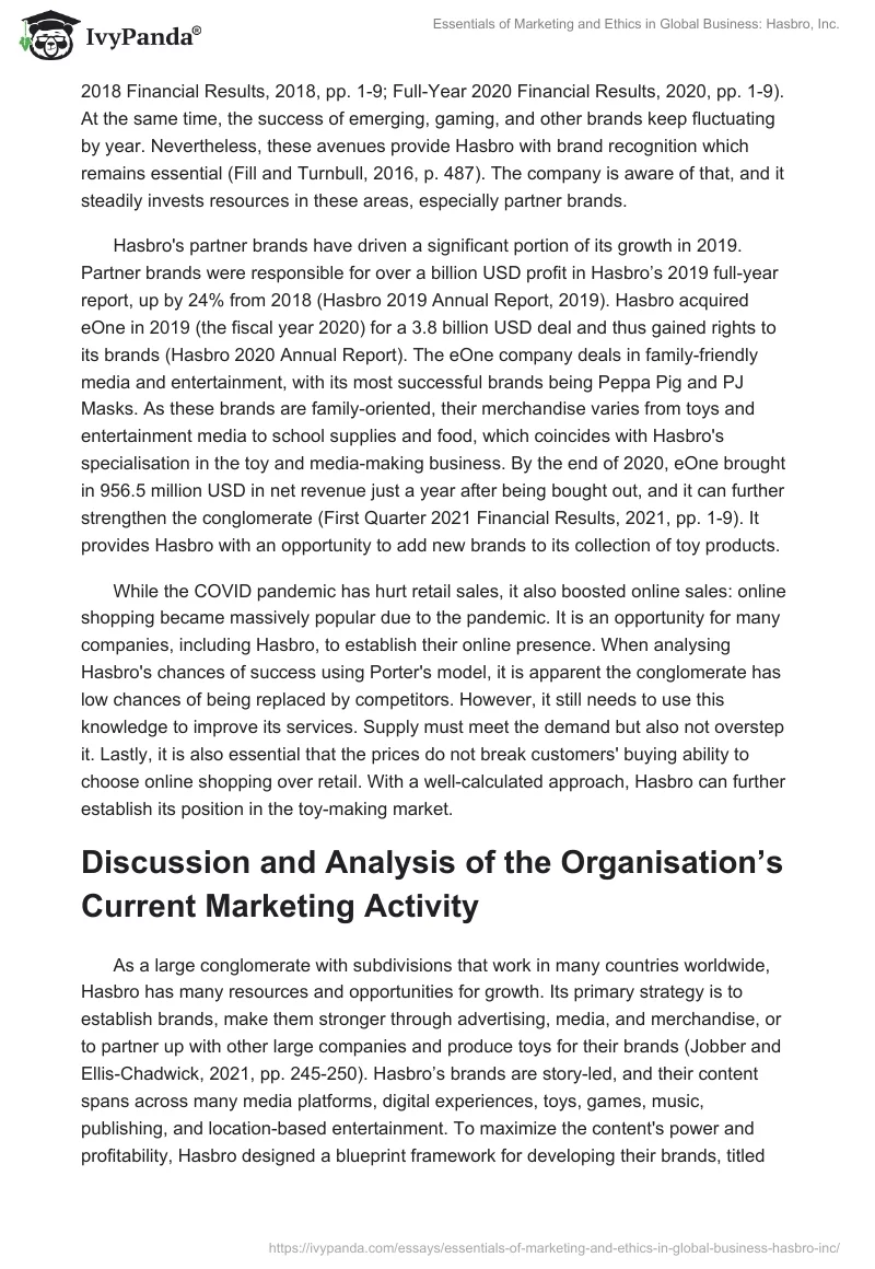 Essentials of Marketing and Ethics in Global Business: Hasbro, Inc.. Page 4