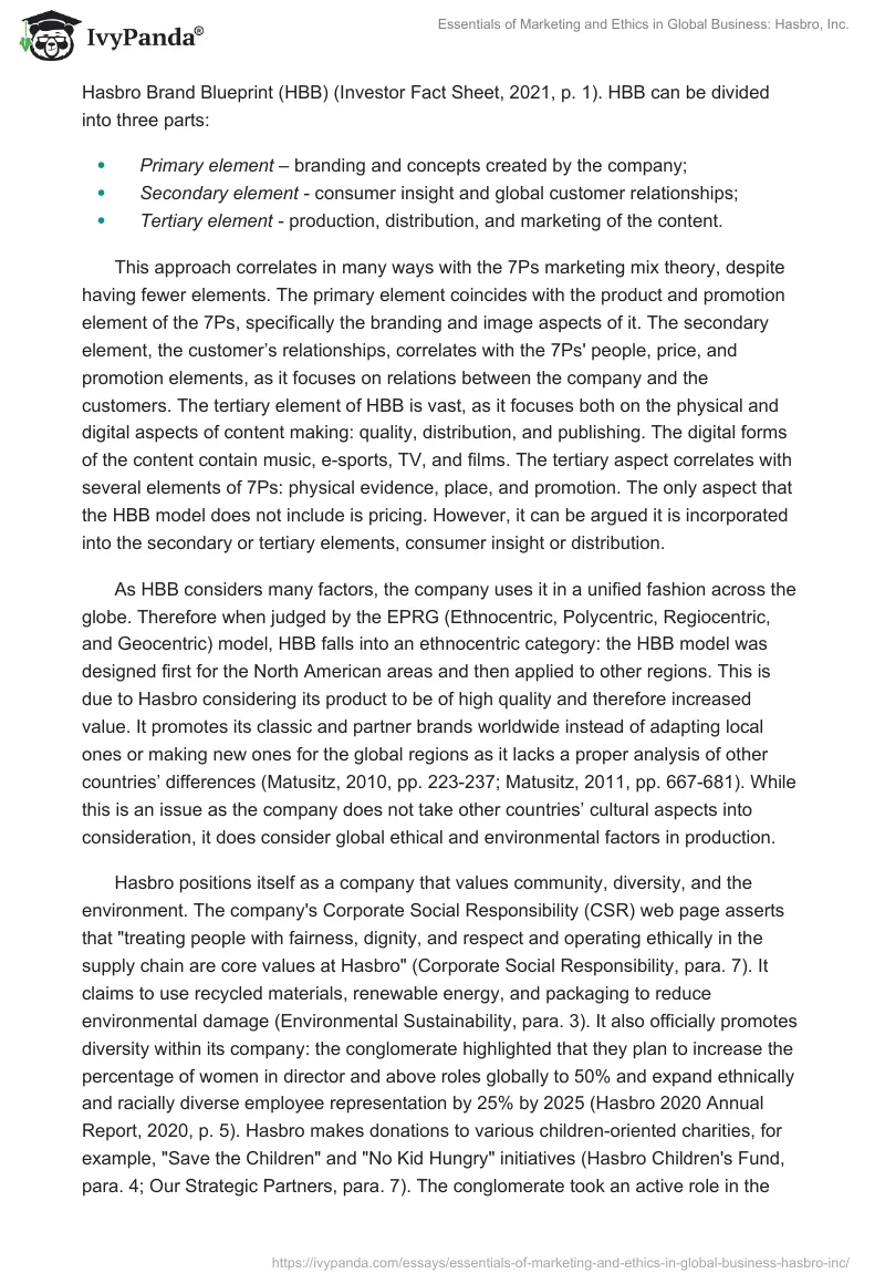 Essentials of Marketing and Ethics in Global Business: Hasbro, Inc.. Page 5
