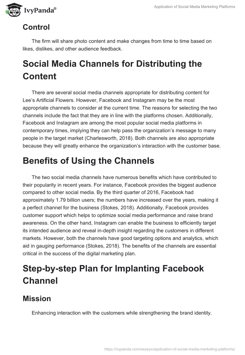 Application of Social Media Marketing Platforms. Page 4