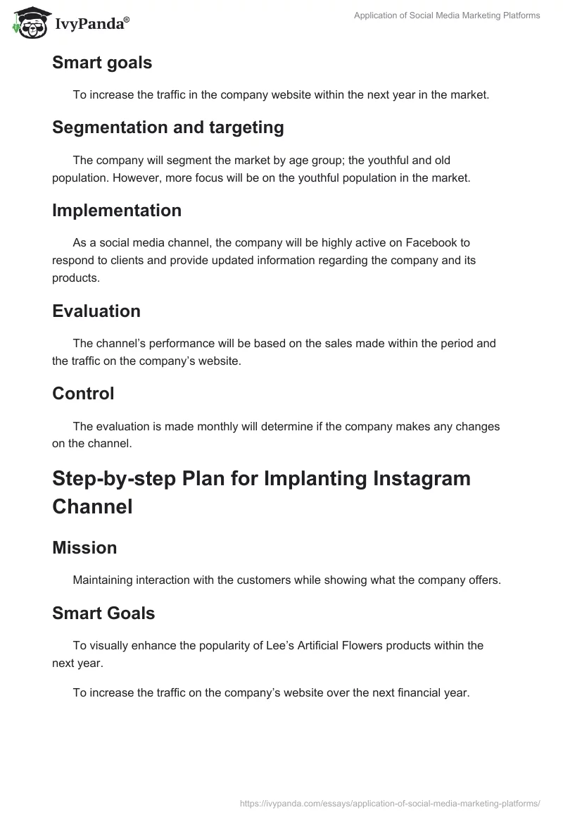 Application of Social Media Marketing Platforms. Page 5