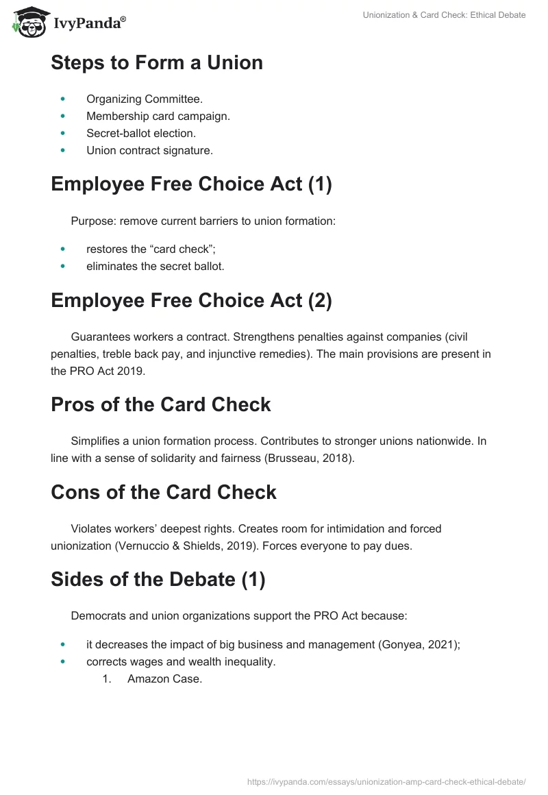 Unionization & Card Check: Ethical Debate. Page 2