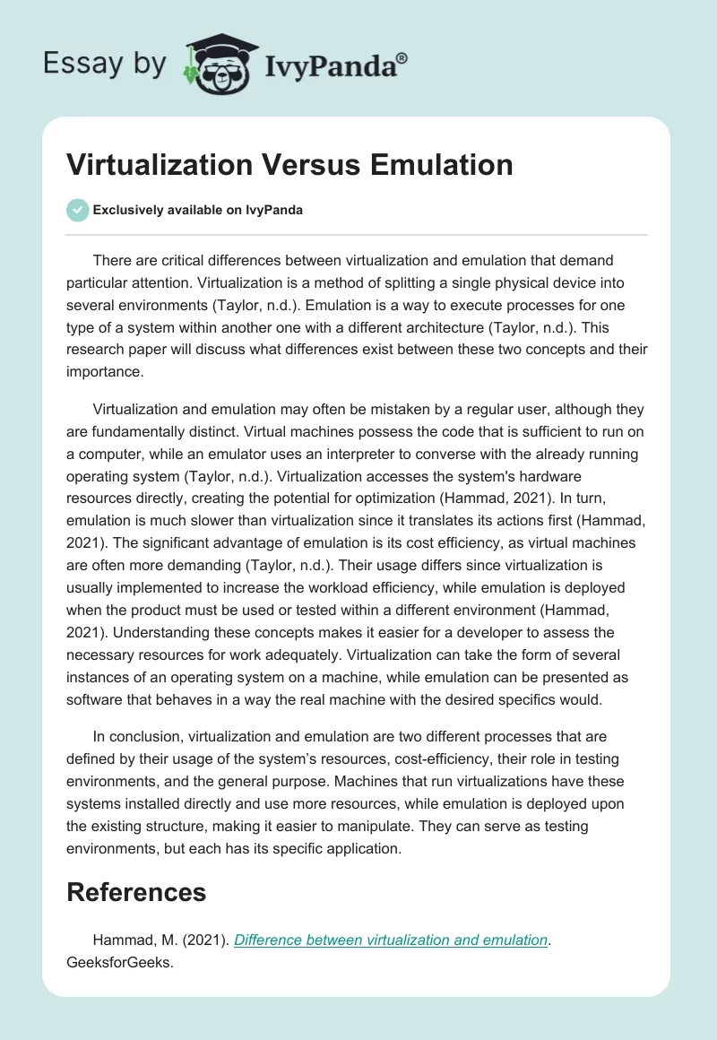 Virtualization Versus Emulation. Page 1