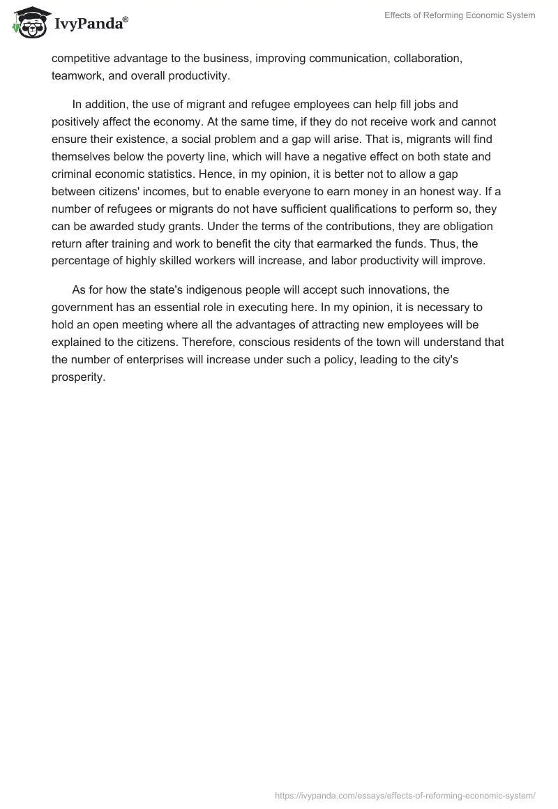 Effects of Reforming Economic System. Page 2