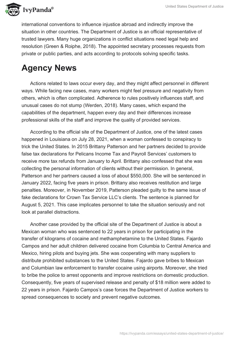 United States Department of Justice. Page 2