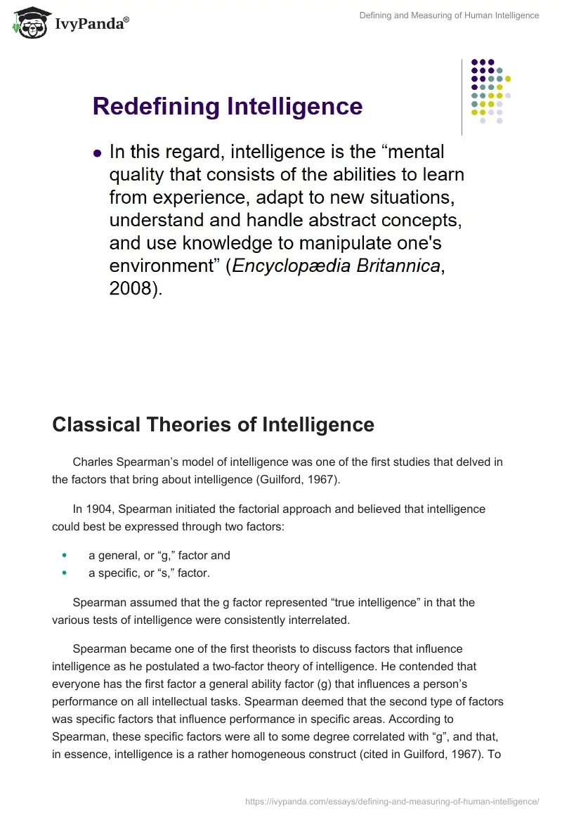 Defining and Measuring of Human Intelligence. Page 3