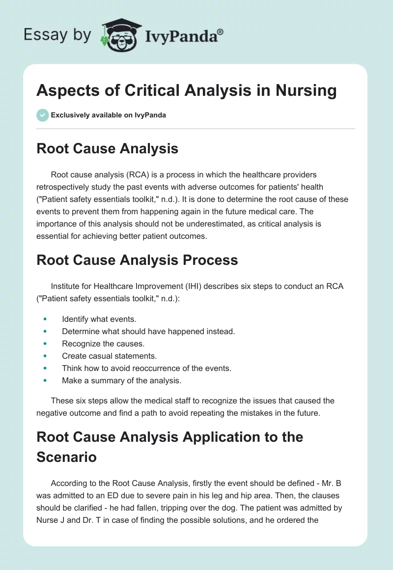 Aspects of Critical Analysis in Nursing. Page 1