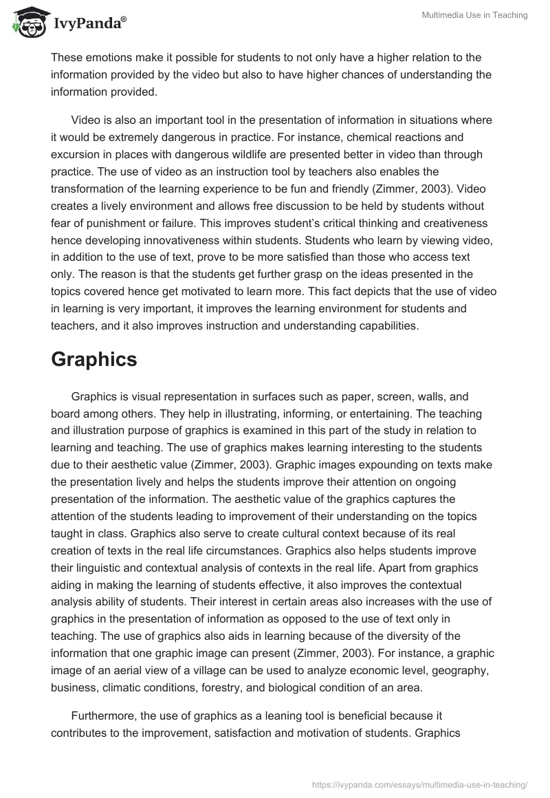 Multimedia Use in Teaching. Page 2