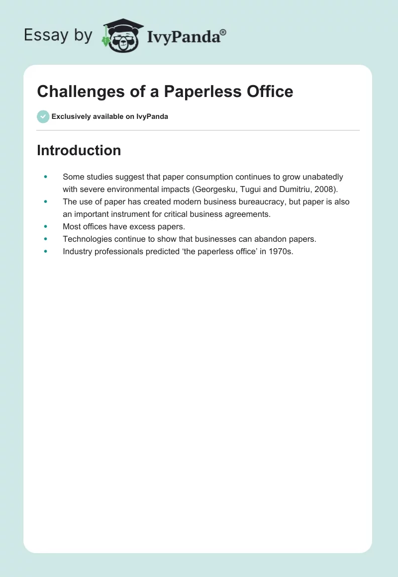 Challenges of a Paperless Office. Page 1