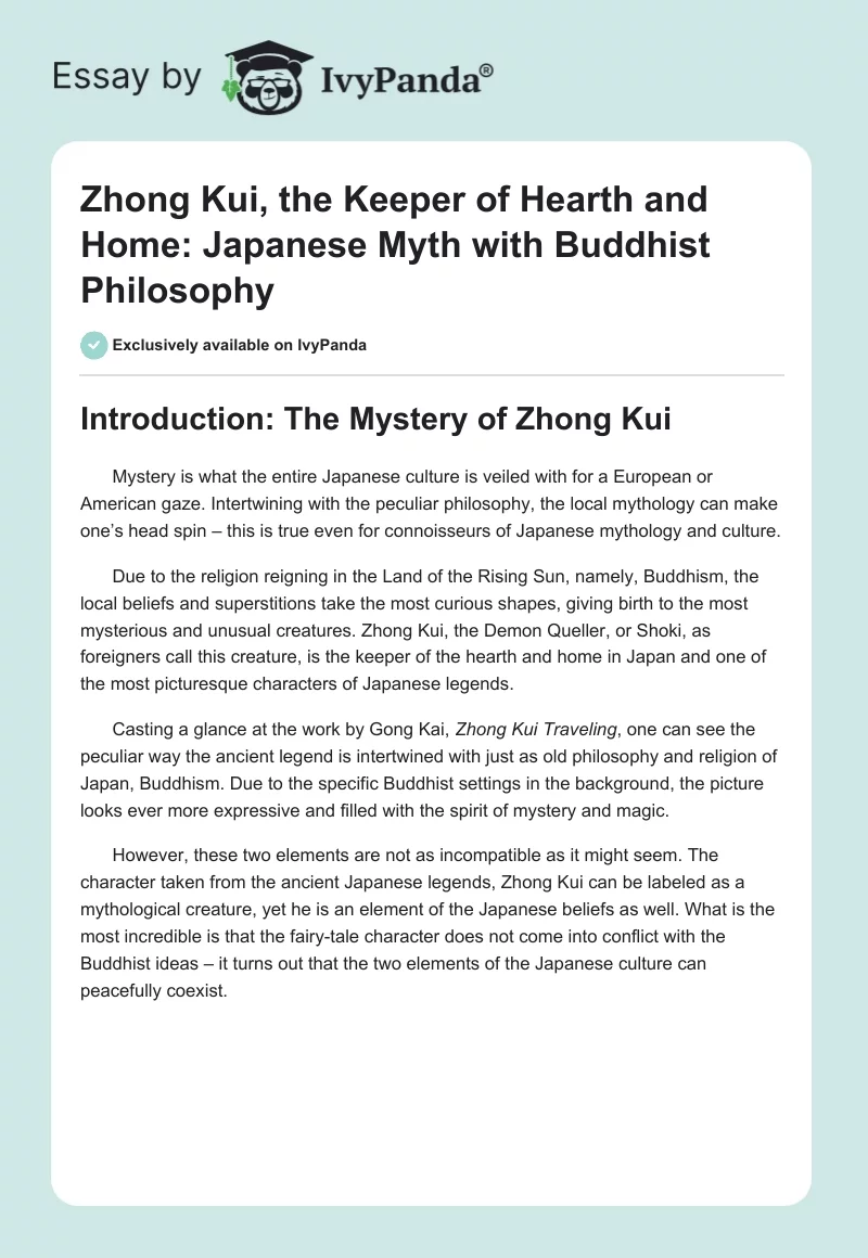Zhong Kui, The Keeper of Hearth and Home: Japanese Myth with Buddhist Philosophy. Page 1
