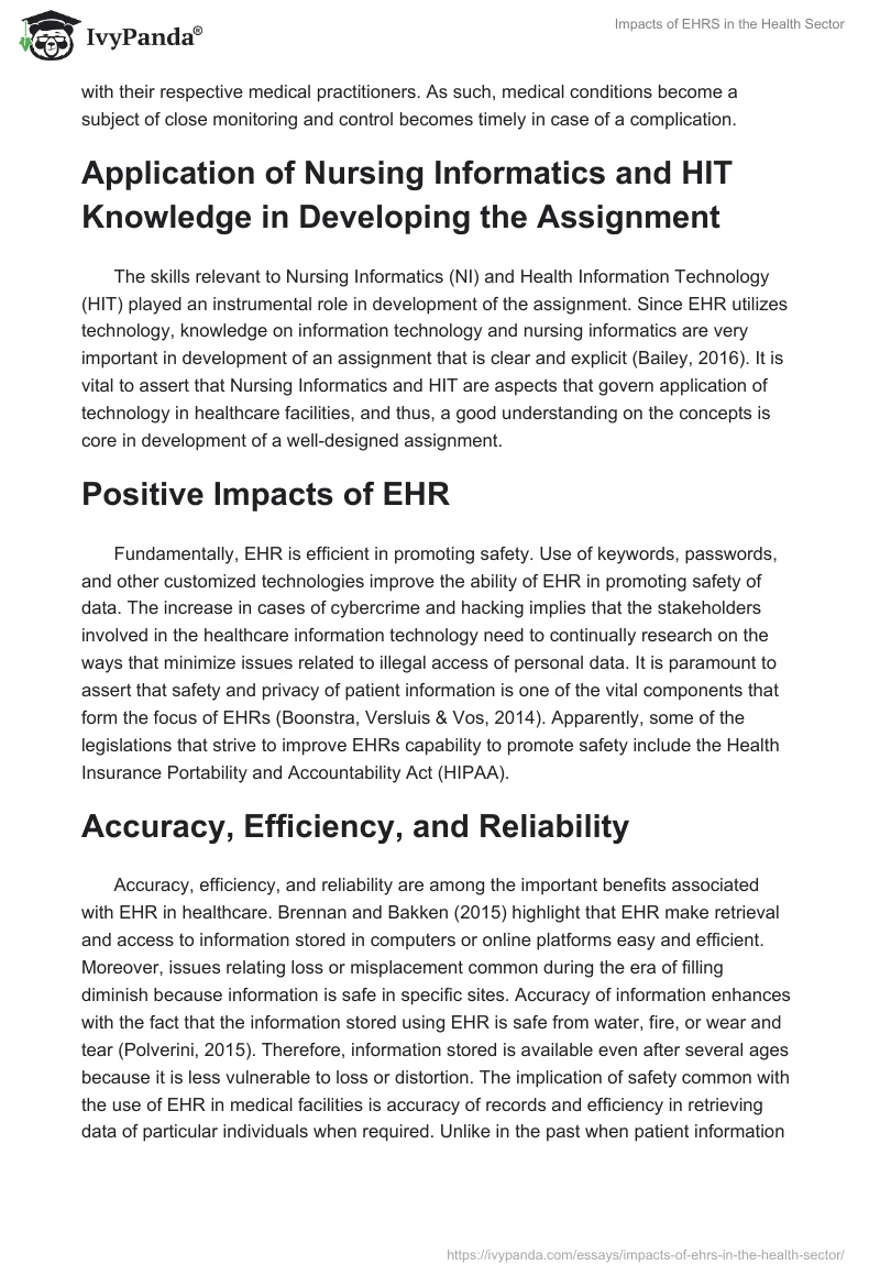 Impacts of EHRS in the Health Sector. Page 2