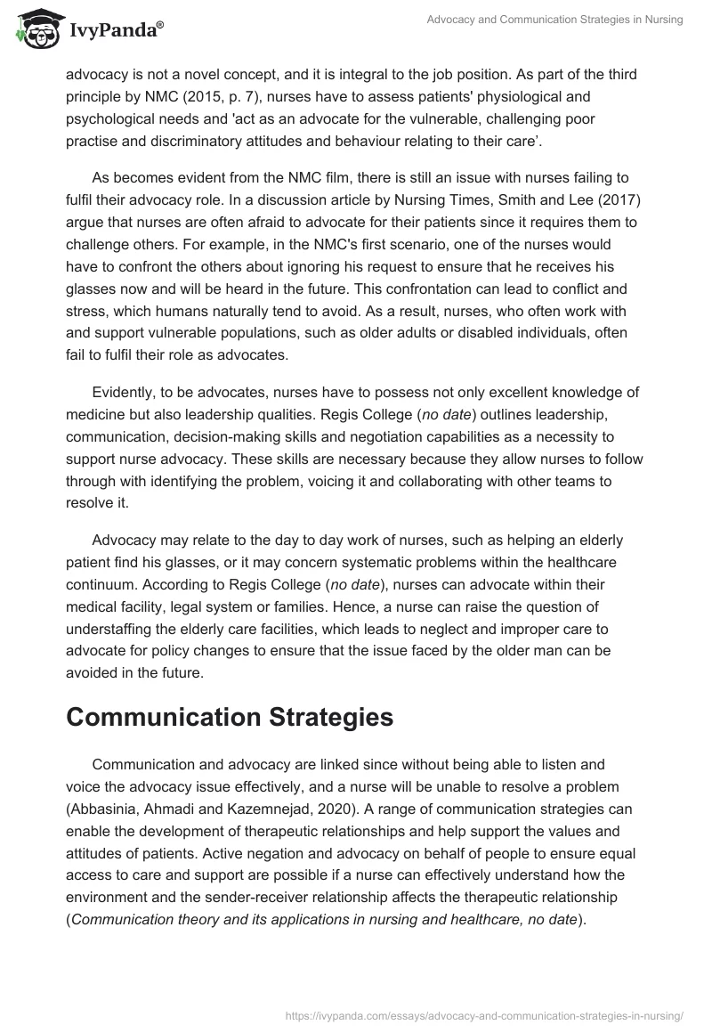Advocacy and Communication Strategies in Nursing. Page 2