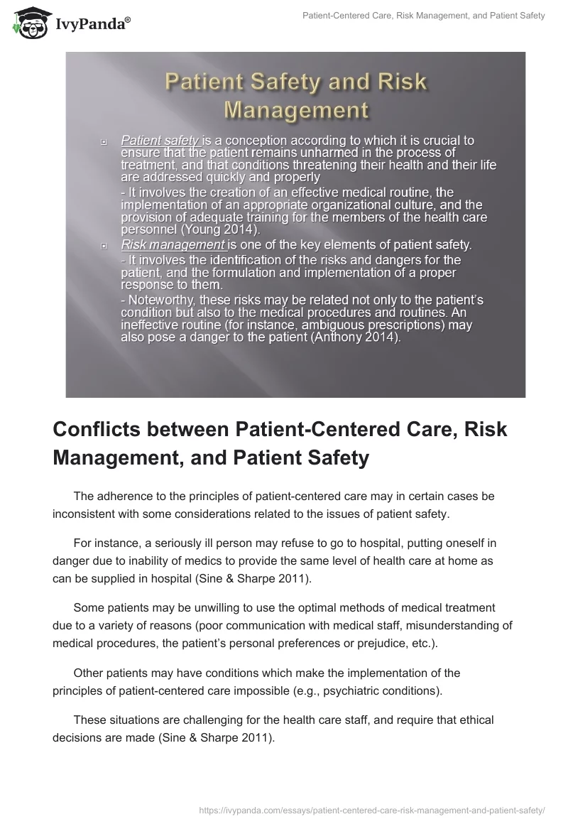 Patient-Centered Care, Risk Management, and Patient Safety. Page 3
