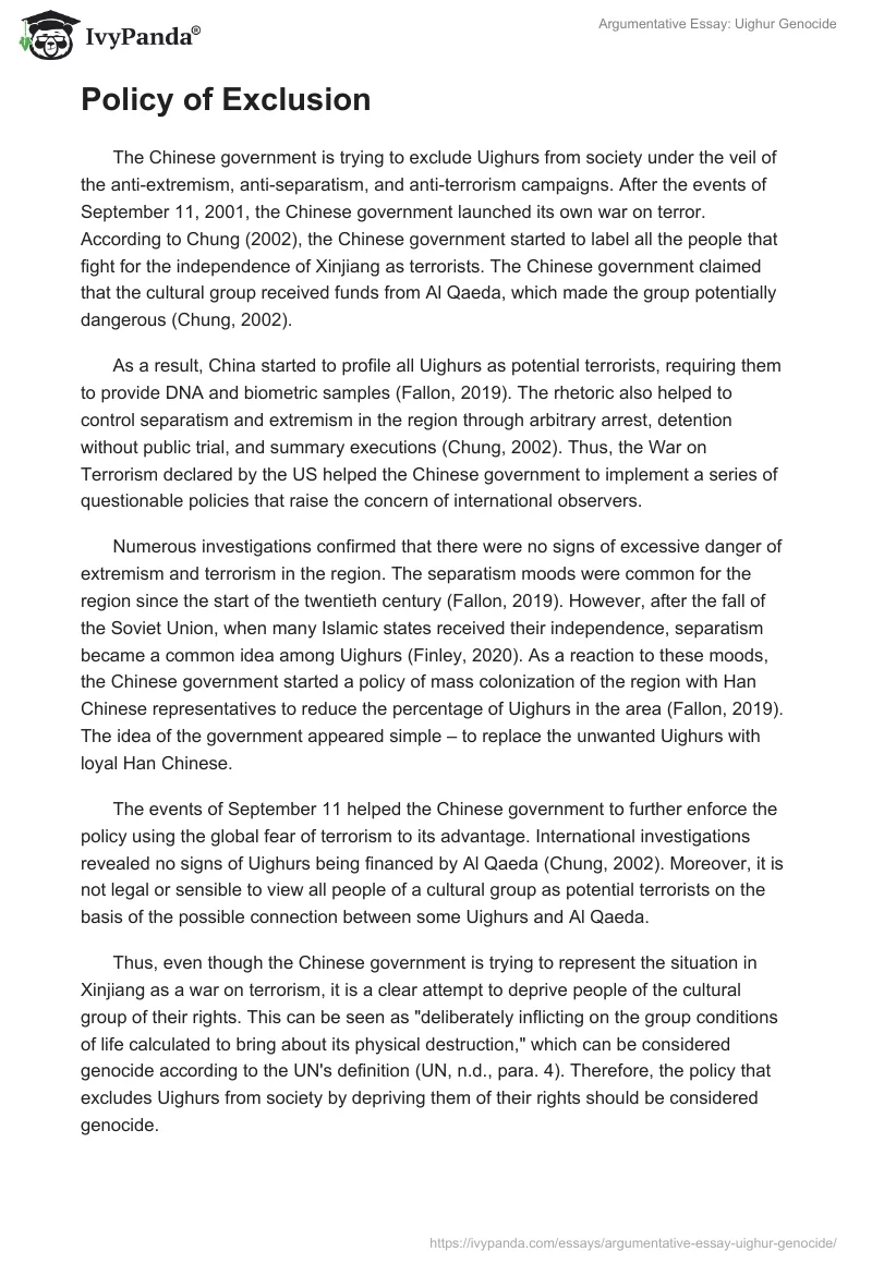 Argumentative Essay: Uighur Genocide. Page 2