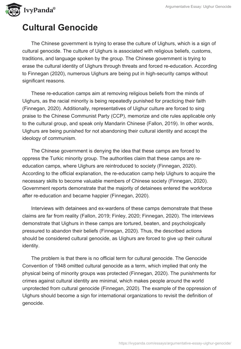Argumentative Essay: Uighur Genocide. Page 4