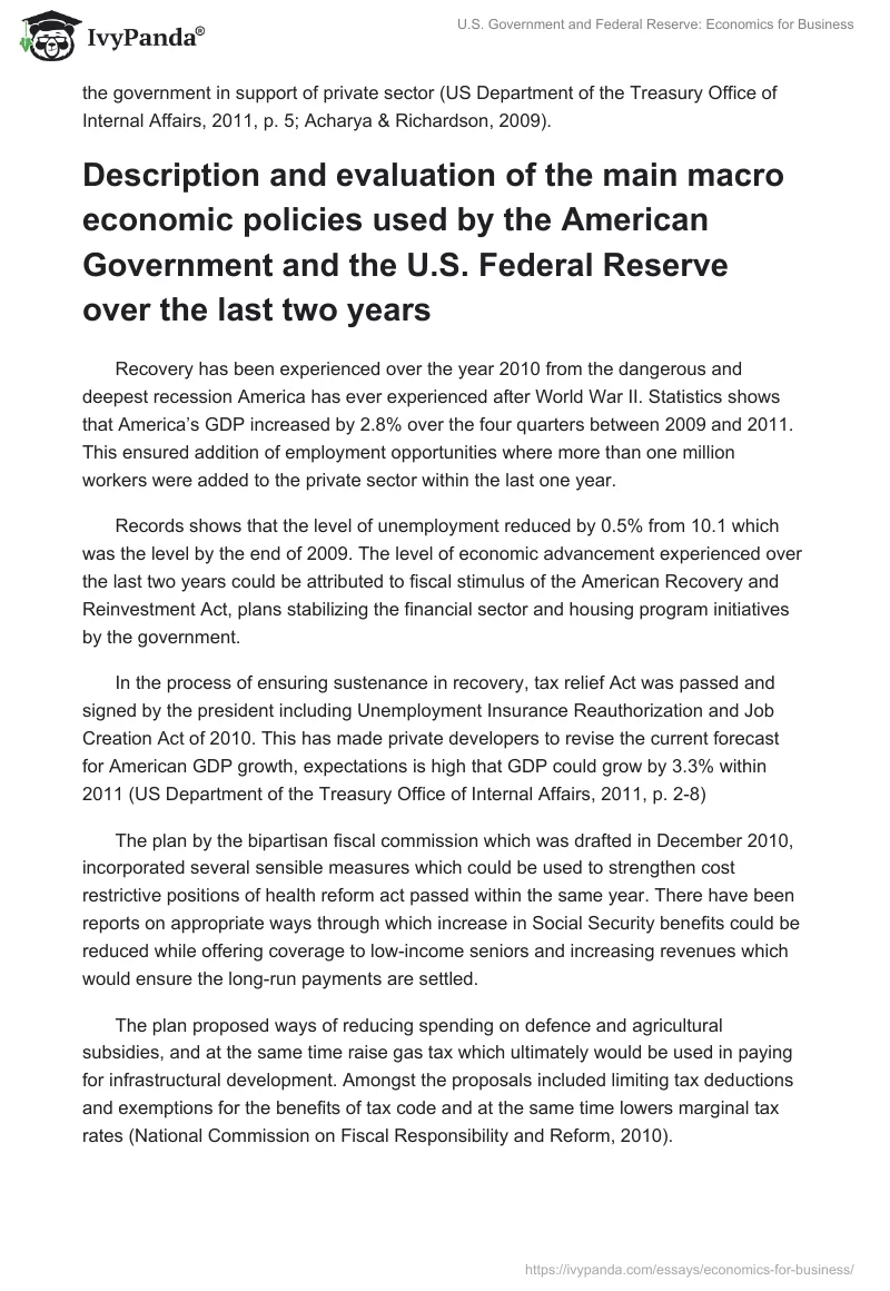 U.S. Government and Federal Reserve: Economics for Business. Page 3