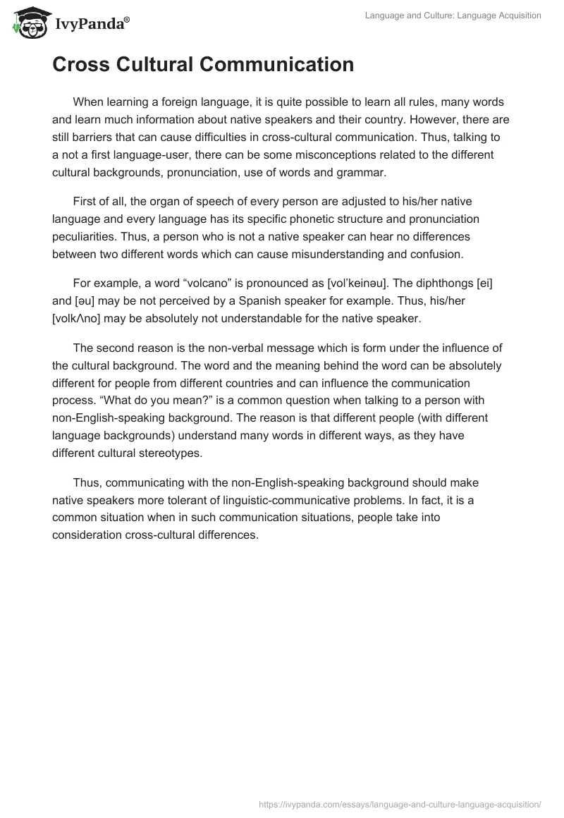Language and Culture: Language Acquisition. Page 2
