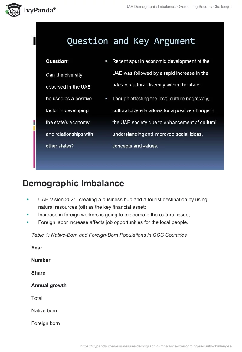 UAE Demographic Imbalance: Overcoming Security Challenges. Page 2