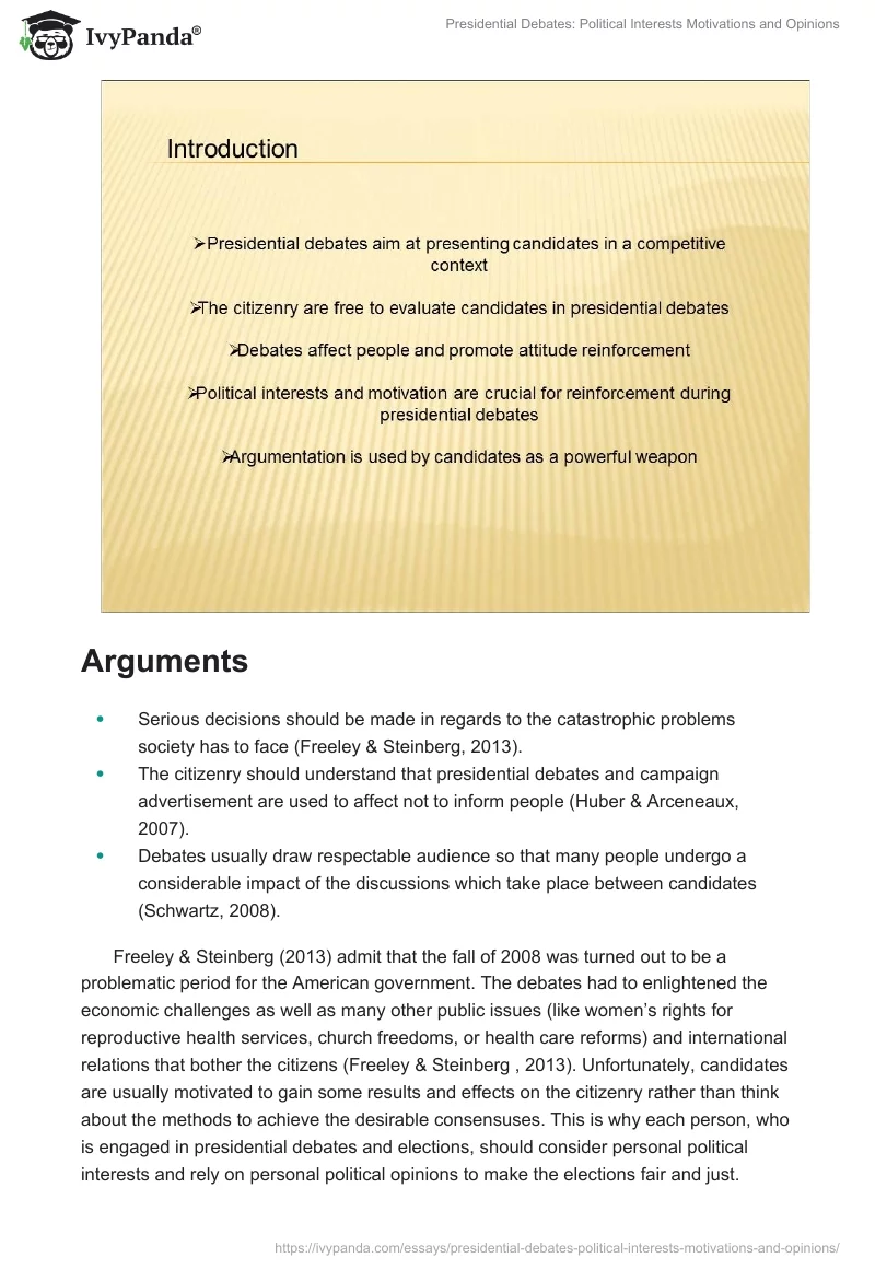 Presidential Debates: Political Interests Motivations and Opinions. Page 2