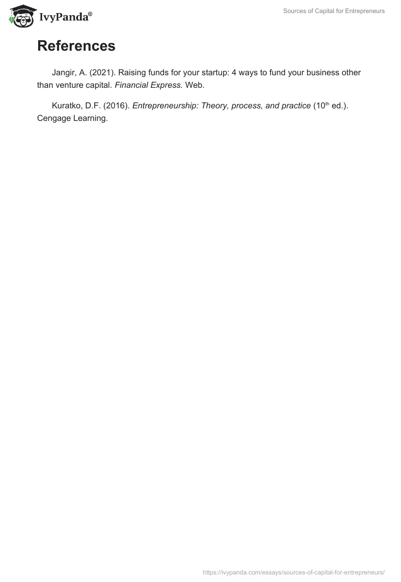 Sources of Capital for Entrepreneurs. Page 3