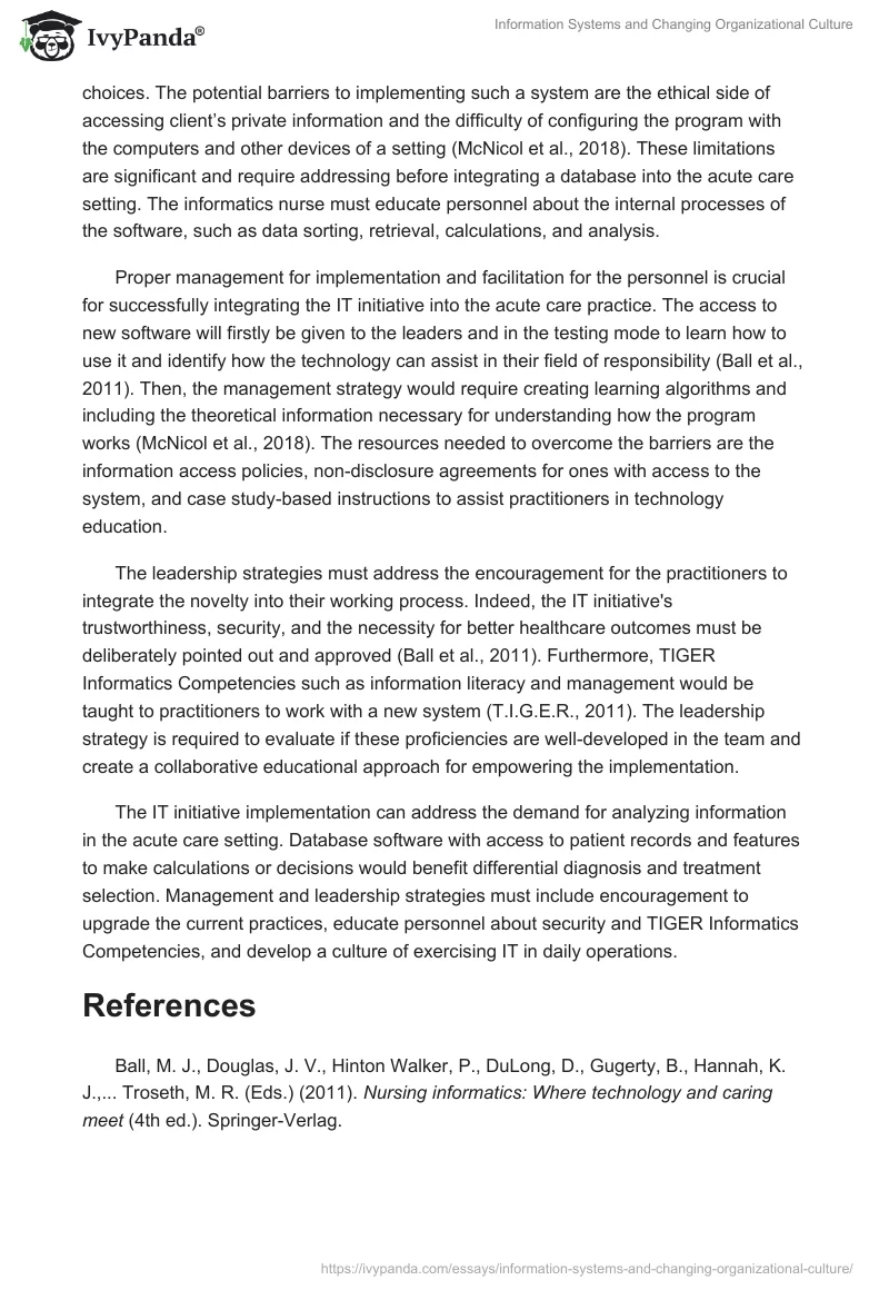 Information Systems and Changing Organizational Culture. Page 2