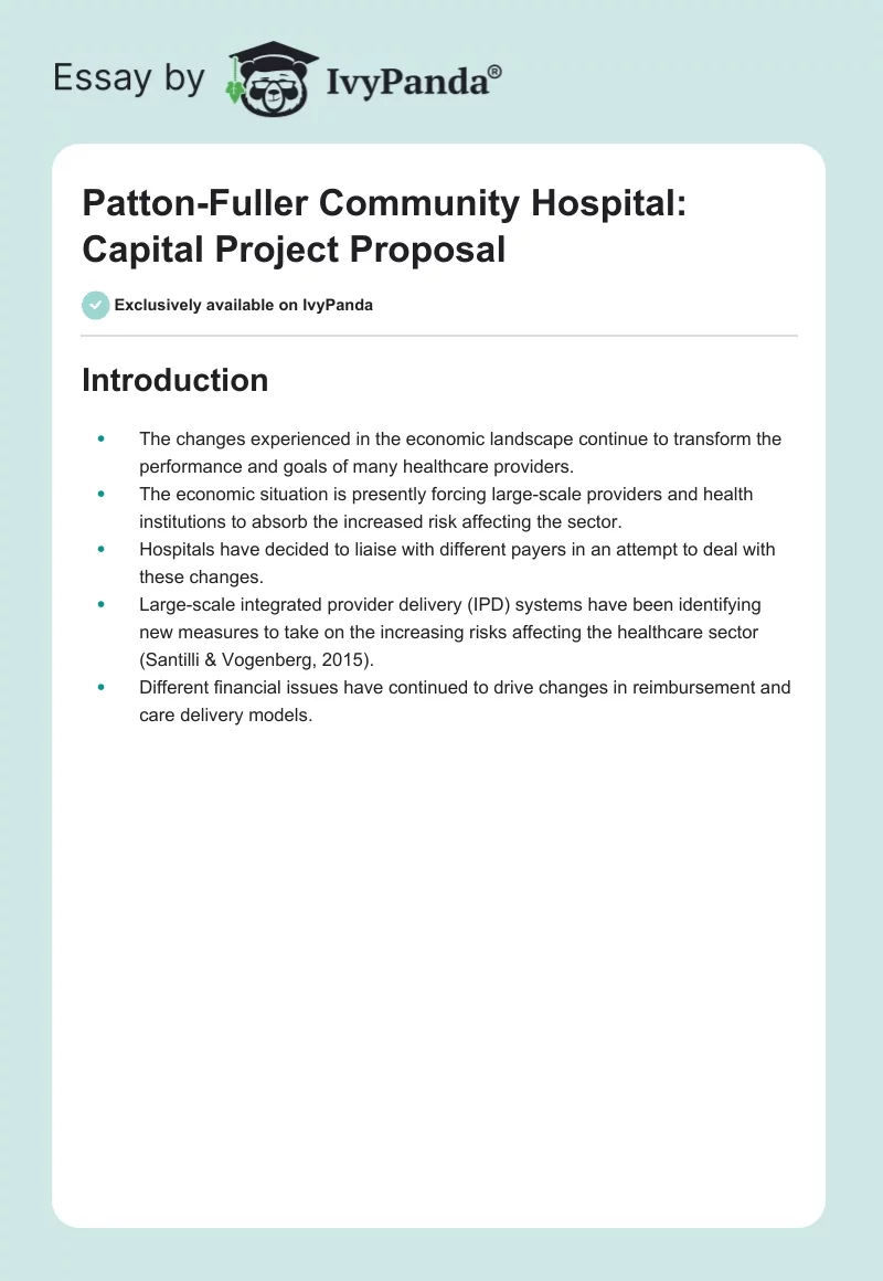 Patton-Fuller Community Hospital: Capital Project Proposal. Page 1
