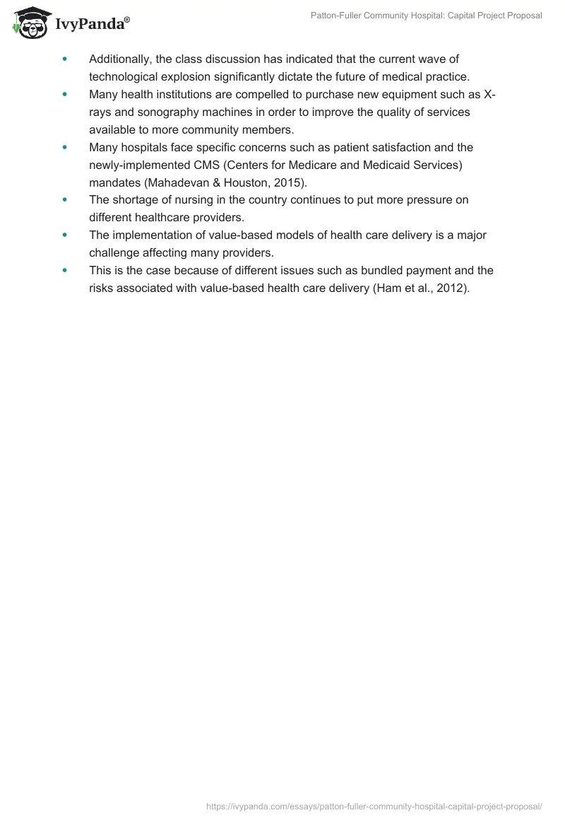 Patton-Fuller Community Hospital: Capital Project Proposal. Page 3