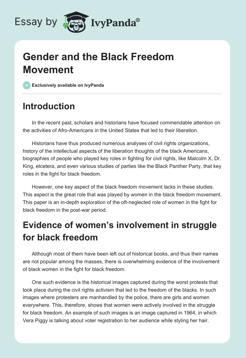 Gender and the Black Freedom Movement. Page 1