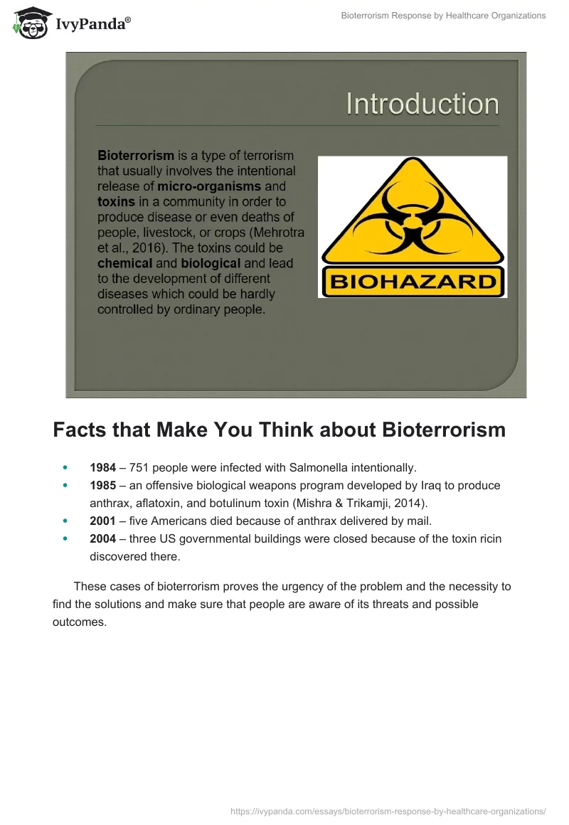 Bioterrorism Response by Healthcare Organizations. Page 2