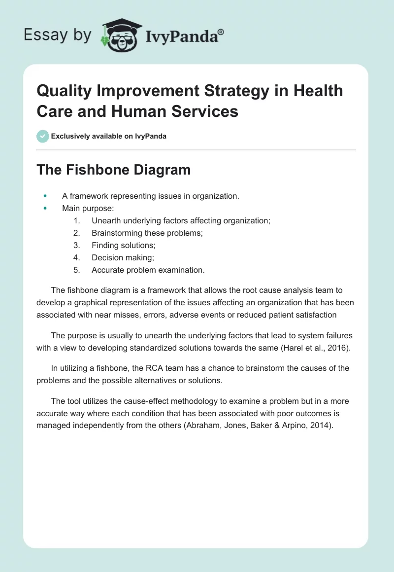 Quality Improvement Strategy in Health Care and Human Services. Page 1